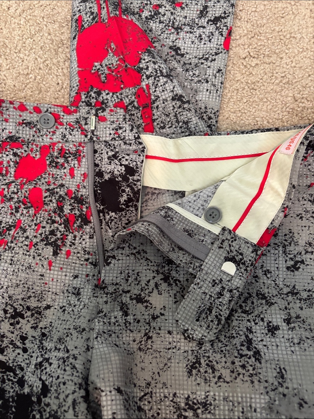 Halloween/ Zombie Gray & Red Splatter Men's Blazer and Pants Suit - Picture 6 of 6